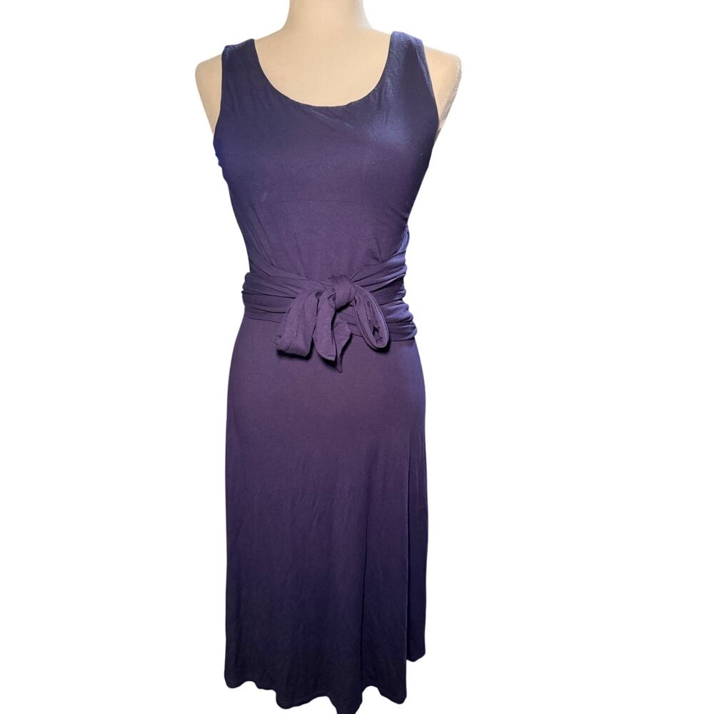 Boden Navy Jersey Wrap Dress Tie Waist Sleeveless, Viscose, Size 6 Long